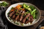 Ginger Soy Steak Rice Bowls recipe from Clear Brook Kitchen
