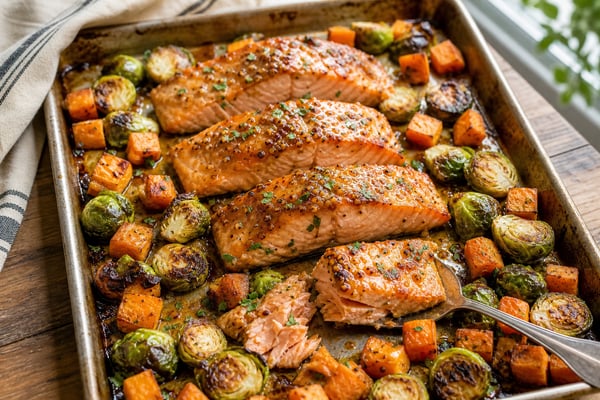 Maple Dijon Salmon Sheet Pan recipe from Clear Brook Kitchen