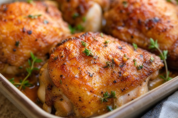 Crispy Skin Chicken Thighs Tray Crispy Skin Chicken Thighs Tray recipe from Sage & Millet Kitchen