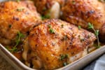 Crispy Skin Chicken Thighs Tray recipe from Sage & Millet Kitchen