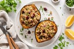 Stuffed Acorn Squash Turkey Rice recipe from Sage & Millet Kitchen