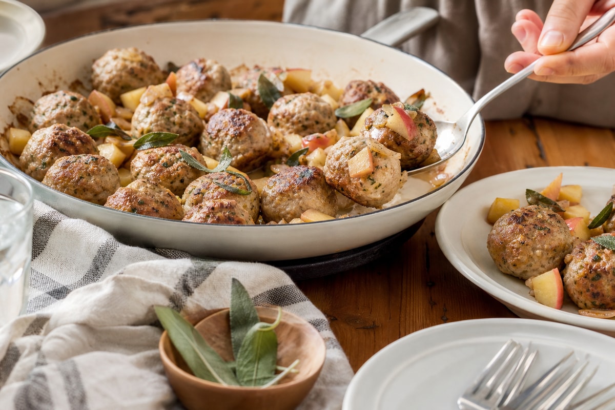 Turkey Apple Sage Meatballs recipe from Sage & Millet Kitchen
