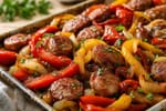Sheet-Pan Sausage Peppers Onions recipe from Sage & Millet Kitchen