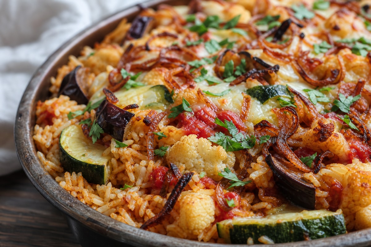 Middle Eastern Vegetable Rice Tray Middle Eastern Vegetable Rice Tray recipe from Crescent & Sumac Kitchen