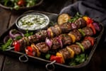 Beef Kebab Vegetable Skewer Tray recipe from Crescent & Sumac Kitchen