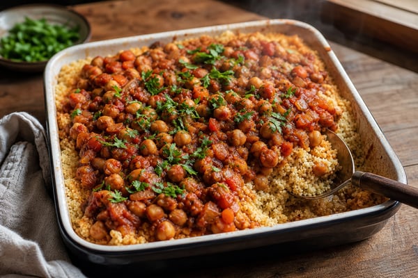 Spiced Chickpea Stew Couscous Tray Spiced Chickpea Stew Couscous Tray recipe from Crescent & Sumac Kitchen