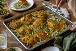 Persian Style Herb Rice Chicken Tray recipe from Crescent & Sumac Kitchen