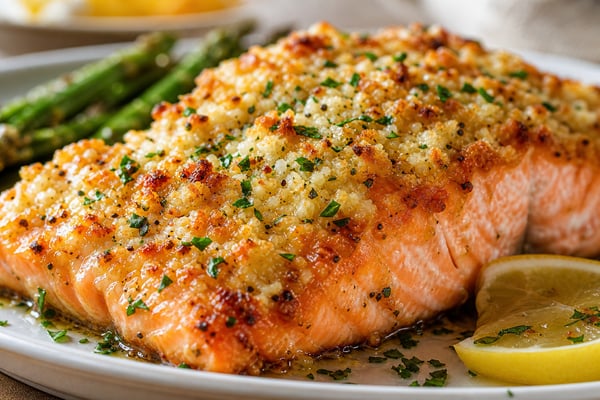 Garlic Parmesan Crusted Salmon Garlic Parmesan Crusted Salmon recipe from Ketolite Table