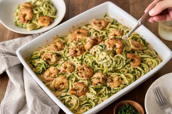 Cajun Shrimp Alfredo Zoodles Tray Cajun Shrimp Alfredo Zoodles Tray recipe from Ketolite Table