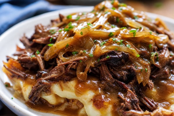 Brisket Onion Gravy Tray recipe from Sabbath Table Studio