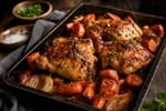 Honey Glazed Carrot Roast Chicken Tray recipe from Sabbath Table Studio