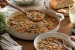 Mushroom Barley Vegetable Stew recipe from Sabbath Table Studio