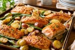 Honey Mustard Baked Salmon Tray recipe from Sabbath Table Studio