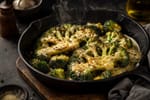 Garlic Parmesan Broccoli Steak Skillet recipe from Counter Carb Kitchen