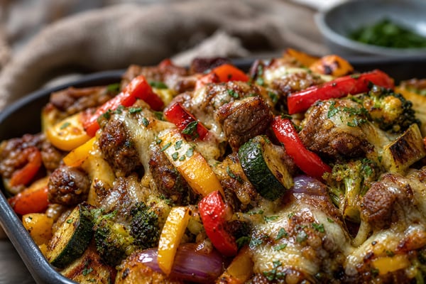 Beef Kebab Vegetable Tray Grill recipe from Counter Carb Kitchen