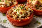 Stuffed Tomato Turkey Quinoa Cups recipe from Counter Carb Kitchen