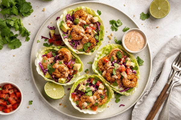 Shrimp Taco Cabbage Cups recipe from Counter Carb Kitchen