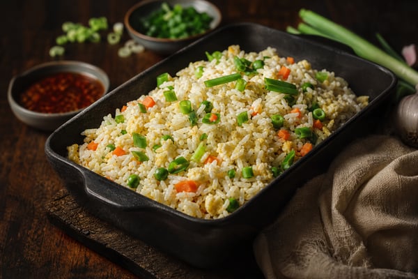 Egg White Vegetable Fried Rice Tray recipe from Featherlite Fork