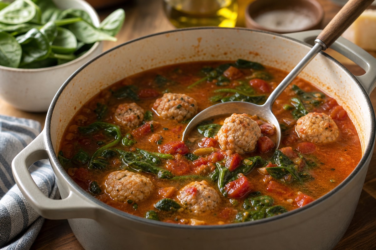 Spinach Tomato Turkey Meatball Soup Tray Spinach Tomato Turkey Meatball Soup Tray recipe from Featherlite Fork