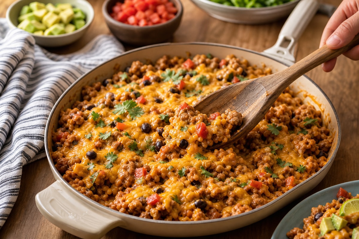Cheesy Taco Turkey Skillet Cheesy Taco Turkey Skillet recipe from Safe Harbor Table