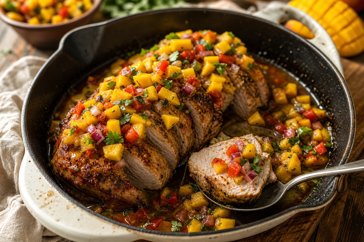 Mango Salsa Pork Tenderloin recipe from Primal Flame Kitchen