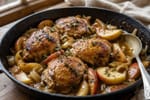 Apple Cider Braised Chicken Thighs recipe from Primal Flame Kitchen
