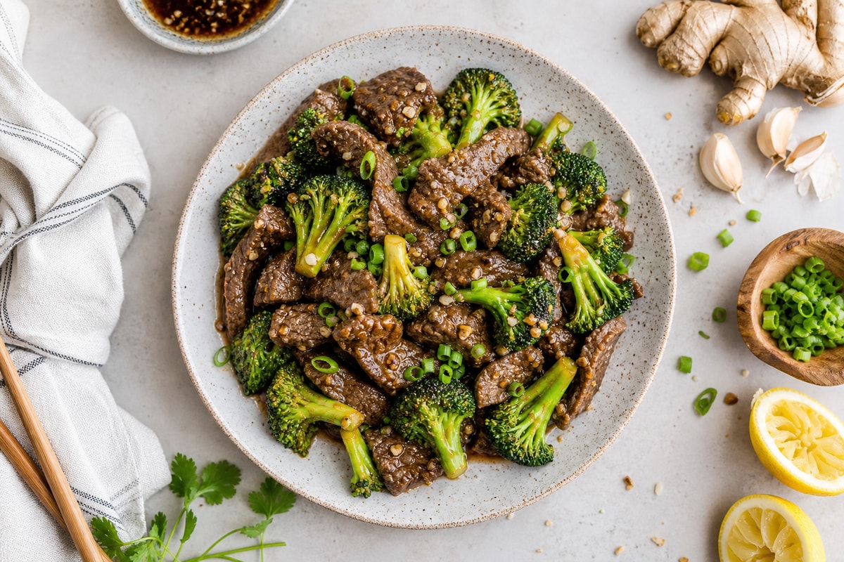 Garlic Ginger Beef Broccoli Stir-Fry recipe from Primal Flame Kitchen