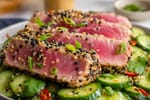 Tuna Steak Sesame Cucumber Salad recipe from Harbor Spoon Kitchen