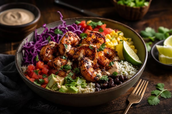 Blackened Shrimp Taco Bow Bar recipe from Harbor Spoon Kitchen