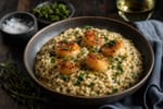 Scallops Brown Butter Herb Risotto Rice recipe from Harbor Spoon Kitchen
