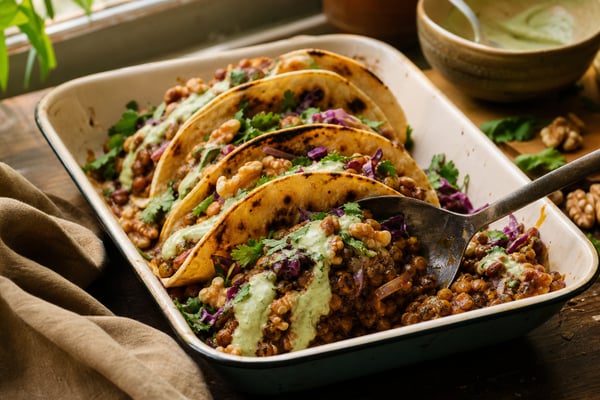 Smoky Lentil Walnut Tacos Smoky Lentil Walnut Tacos recipe from Pure Fork Plant Lab