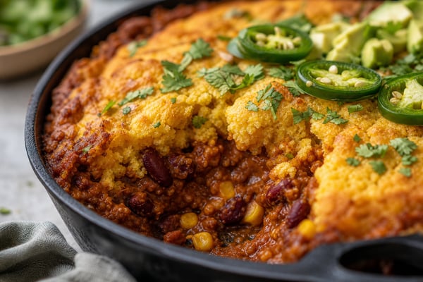 Vegan Chili Cornbread Skillet Vegan Chili Cornbread Skillet recipe from Pure Fork Plant Lab