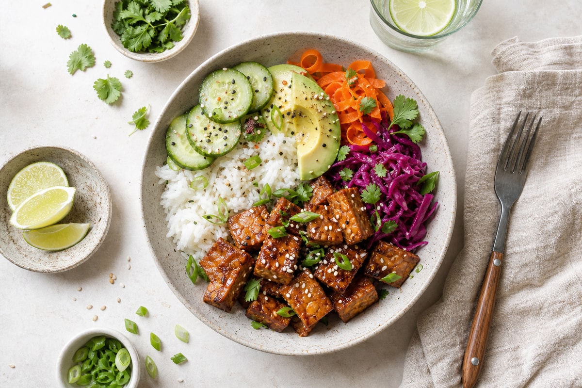 Teriyaki Tempeh Rice Bowls Teriyaki Tempeh Rice Bowls recipe from Pure Fork Plant Lab