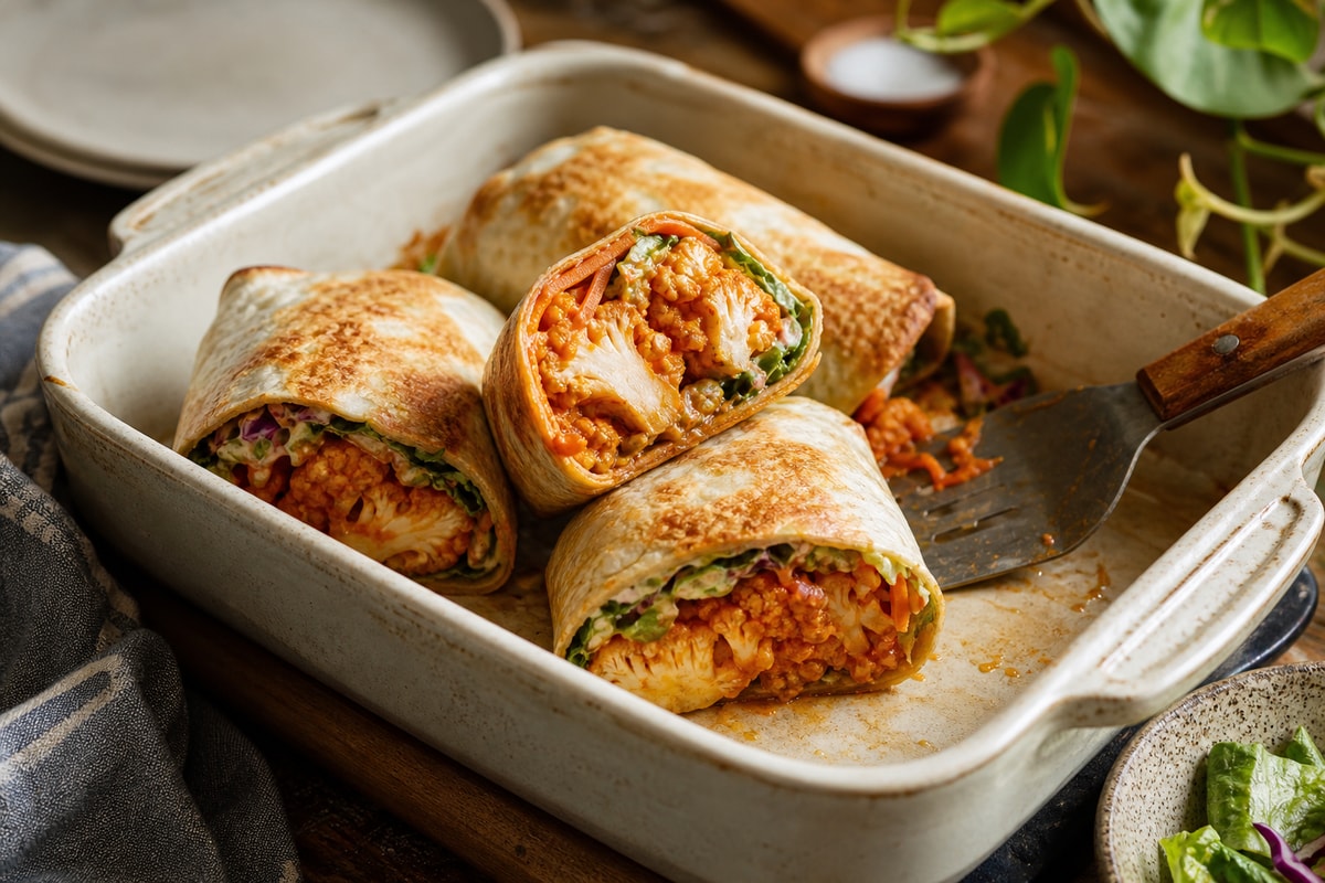 Vegan Buffalo Cauliflower Wraps recipe from Pure Fork Plant Lab