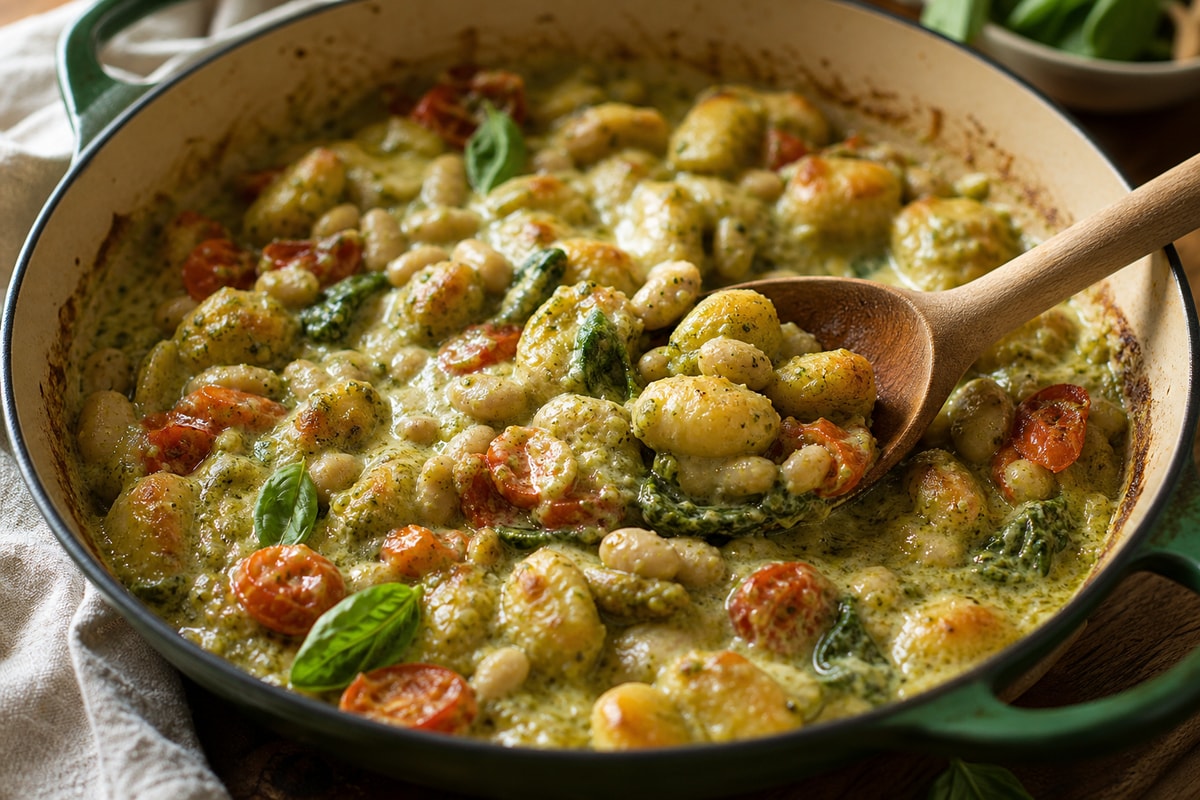 Vegan Pesto White Bean Gnocchi recipe from Pure Fork Plant Lab