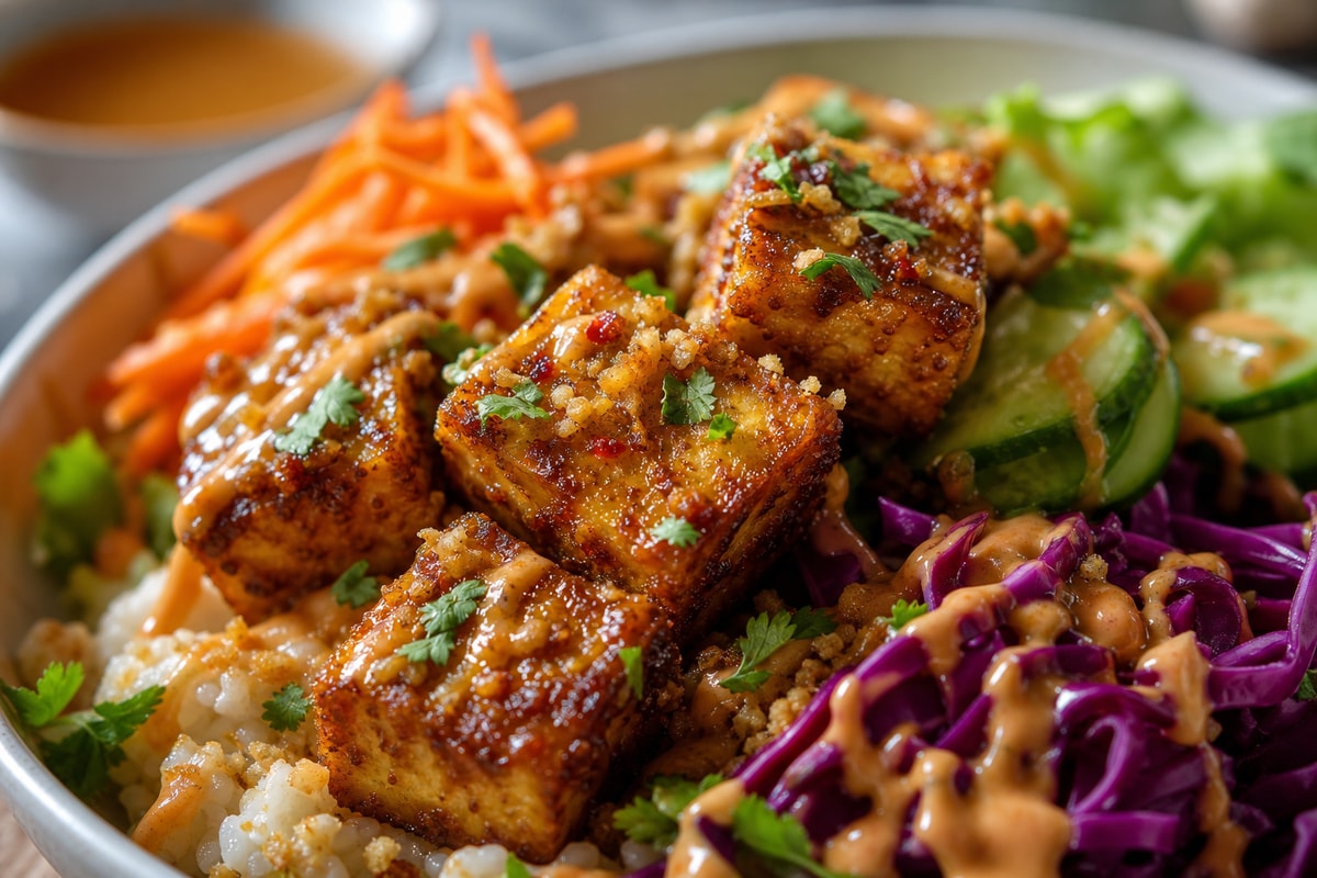 Crispy Tofu Lemongrass Bowls recipe from Pure Fork Plant Lab