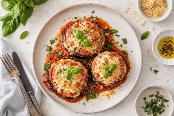Eggplant Parmesan Stacks recipe from Verdigrain Table