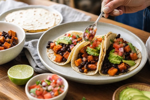 Sweet Potato Black Bean Tacos recipe from Verdigrain Table