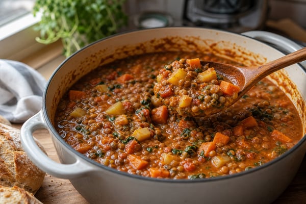 Penny-Wise Lentil Vegetable Stew Pot Penny-Wise Lentil Vegetable Stew Pot recipe from Pantry Ledger Kitchen
