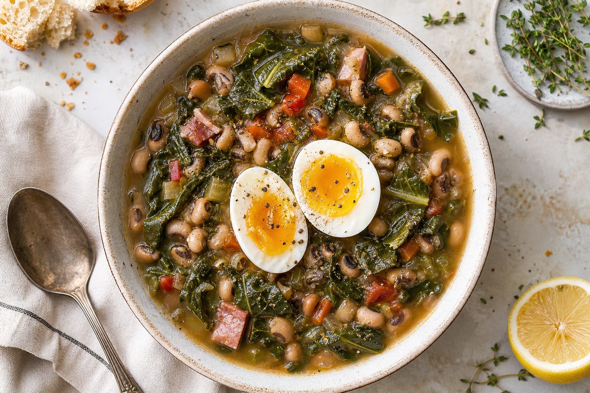 Crowd Feed Black Eyed Pea Collard Soup recipe from Pantry Ledger Kitchen