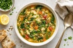 Stretch Egg Drop Veggie Soup recipe from Pantry Ledger Kitchen