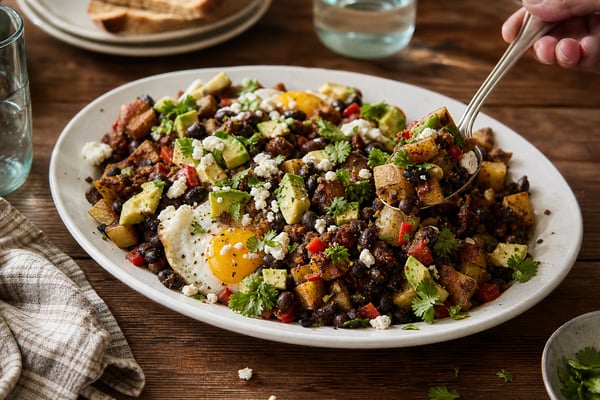 Stretch Black Bean Potato Hash Platter Stretch Black Bean Potato Hash Platter recipe from Pantry Ledger Kitchen