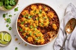 Stretch Cornbread Crumble Chili Pie recipe from Pantry Ledger Kitchen