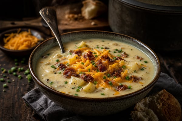 Cheesy Loaded Baked Potato Chowder Cheesy Loaded Baked Potato Chowder recipe from Velvet Spoon Kitchen