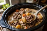 Creamy Slow Cooker Pot Roast Dinner recipe from Velvet Spoon Kitchen