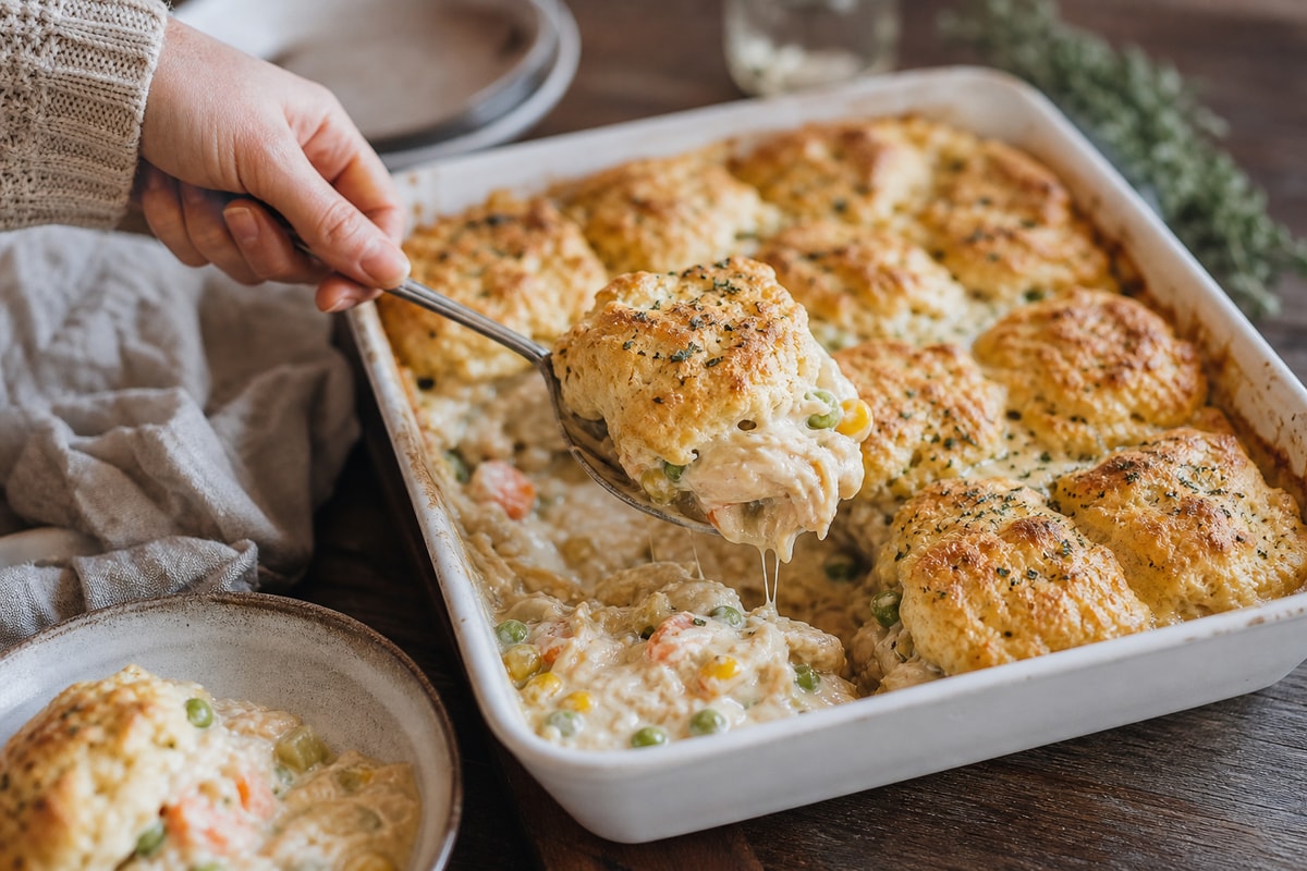 Cheesy Herb Biscuit Chicken Pot Pie Bake Cheesy Herb Biscuit Chicken Pot Pie Bake recipe from Velvet Spoon Kitchen