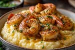 Southern-Style Shrimp Garlic Butter Grit Bowls recipe from Velvet Spoon Kitchen
