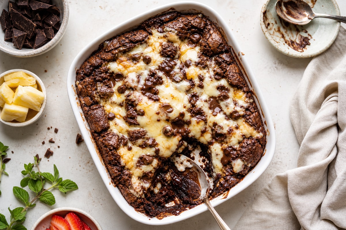 Cheesy Fudgy Brownies Sundae Bake Cheesy Fudgy Brownies Sundae Bake recipe from Velvet Spoon Kitchen