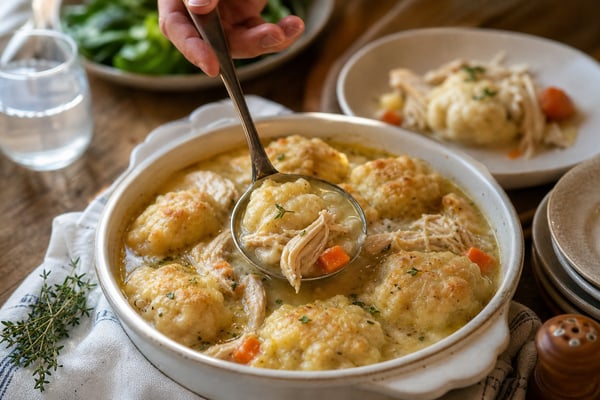 Golden Chicken and Dumplings recipe from Heritage Fork Suppers