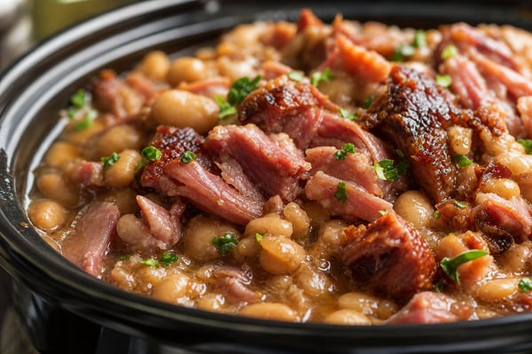 Sunday Slow Cooker Ham and Beans recipe from Heritage Fork Suppers